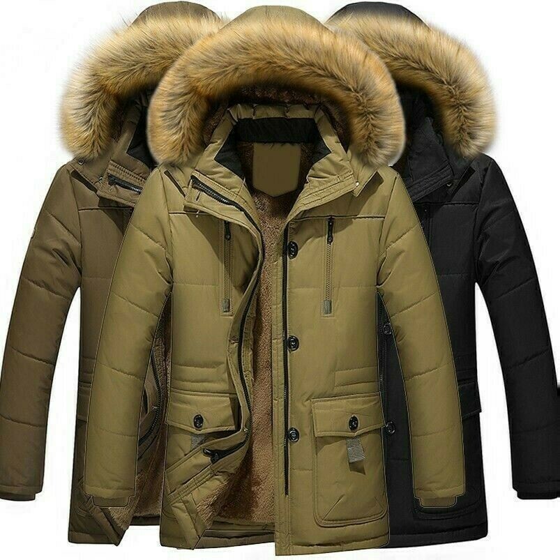 Faux Fur Fleece Lined Hooded Winter Parka Jacket