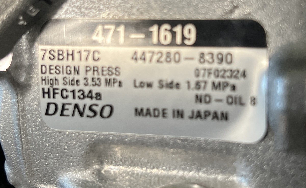 Denso 471-1619 AC Compressor & Clutch for 157366 158366 447190