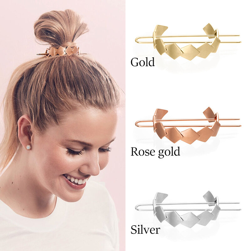 Minimalist Gold Hair pin Ponytail Accessories Hairstyle Jewelry Hair Clips
