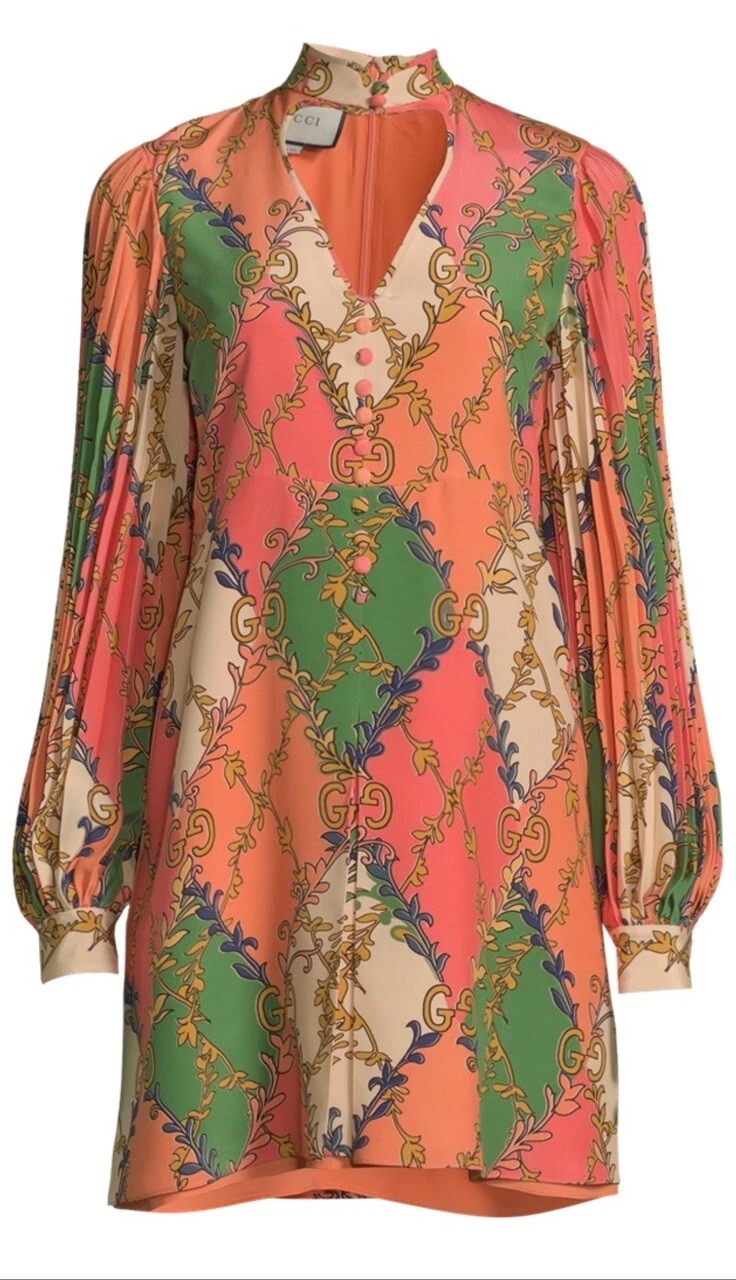 Abito Gucci taglia 34 ital. 40 maniche plissettate arancioni LP: 3.500 EU NUOVE