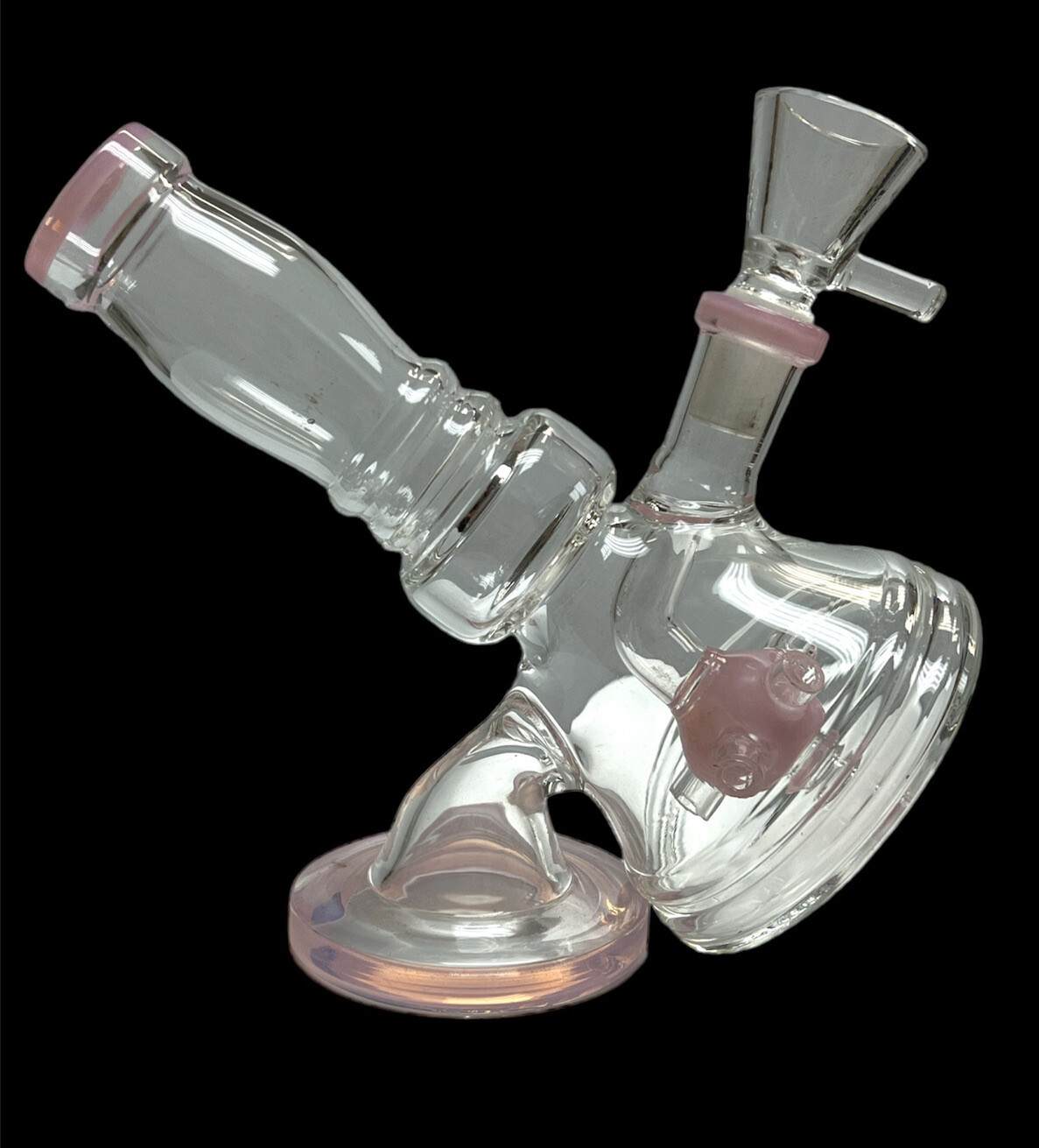 7" Clink  Teal Atom Perc  Recycler Glass Water Pipe Bong Hookah Bongs 14mm Bowl