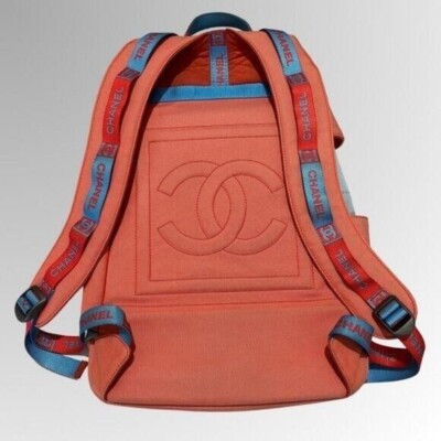 CHANEL CC Sport Line Nylon Backpack Bag Multicolor Blue Red