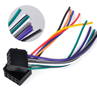 2PC Car Stereo Female Socket Radio ISO Wire Harness Adapter Connector Universal