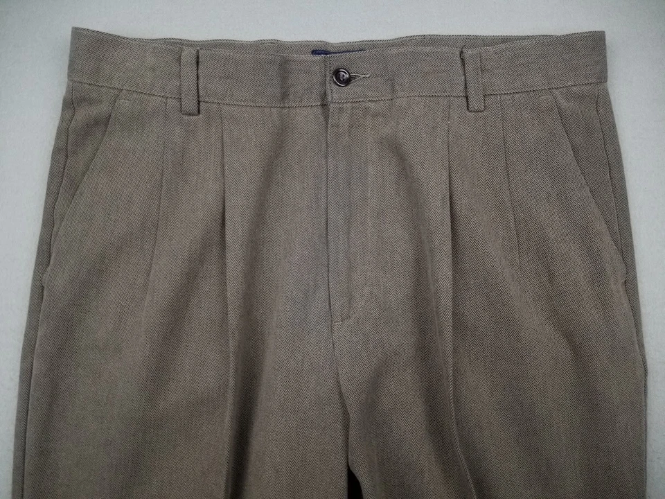 Pantalones De Colección Y2K Dockers Hombres 35x29 Tostado Plisado Suelto Patín Espiga Grunge '00* Foto 3 de 4