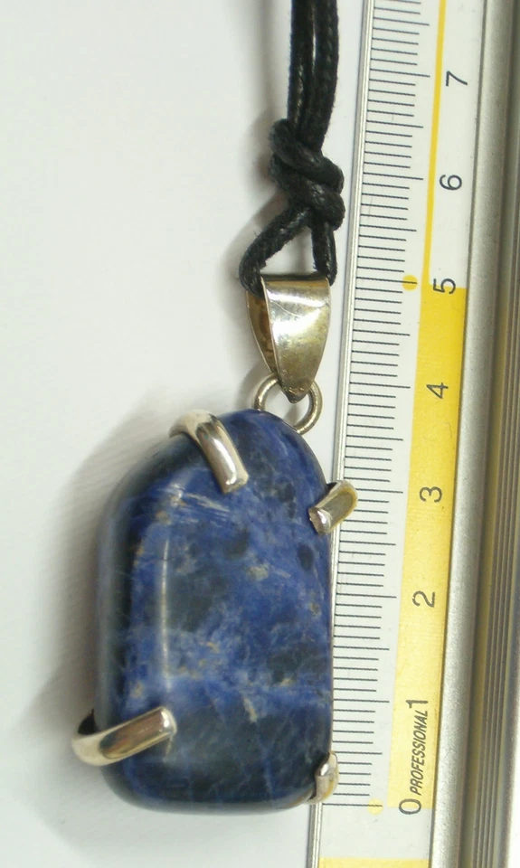 Ciondolo in ARGENTO 925 con SODALITE naturale e girocollo - pietra dura - - Immagine 3 di 4