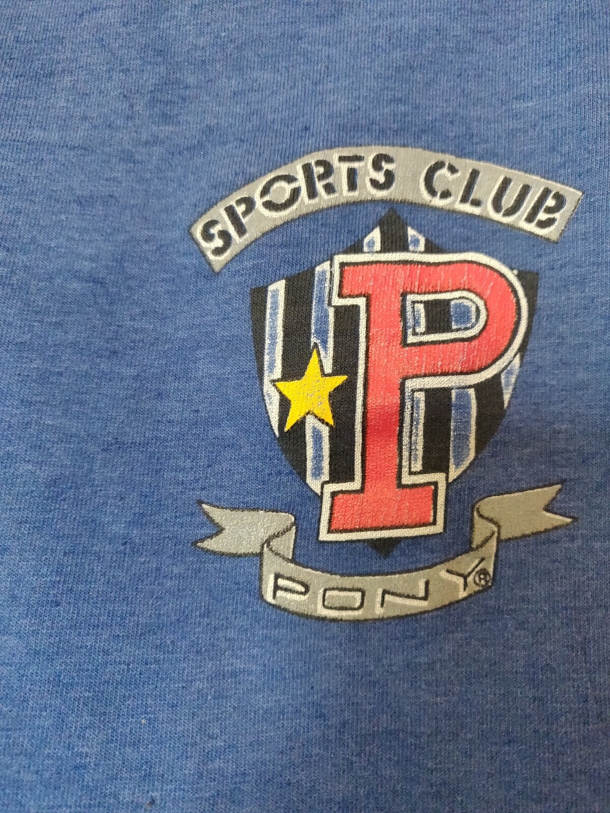 Maglietta vintage pony club sportiva taglia L made in USA punto singolo tutta arrotondata