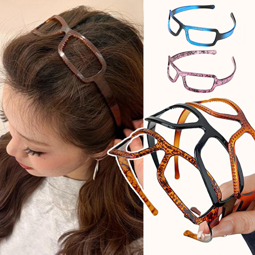 Plastic Hairband with Non-Slip Teeth Sunglasses Frame Shape Hair Hoop DIY Sweet