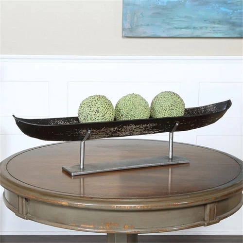 Uttermost River Boat Coastal Metal Sculpture in Black and Silver Finish - Picture 3 of 3