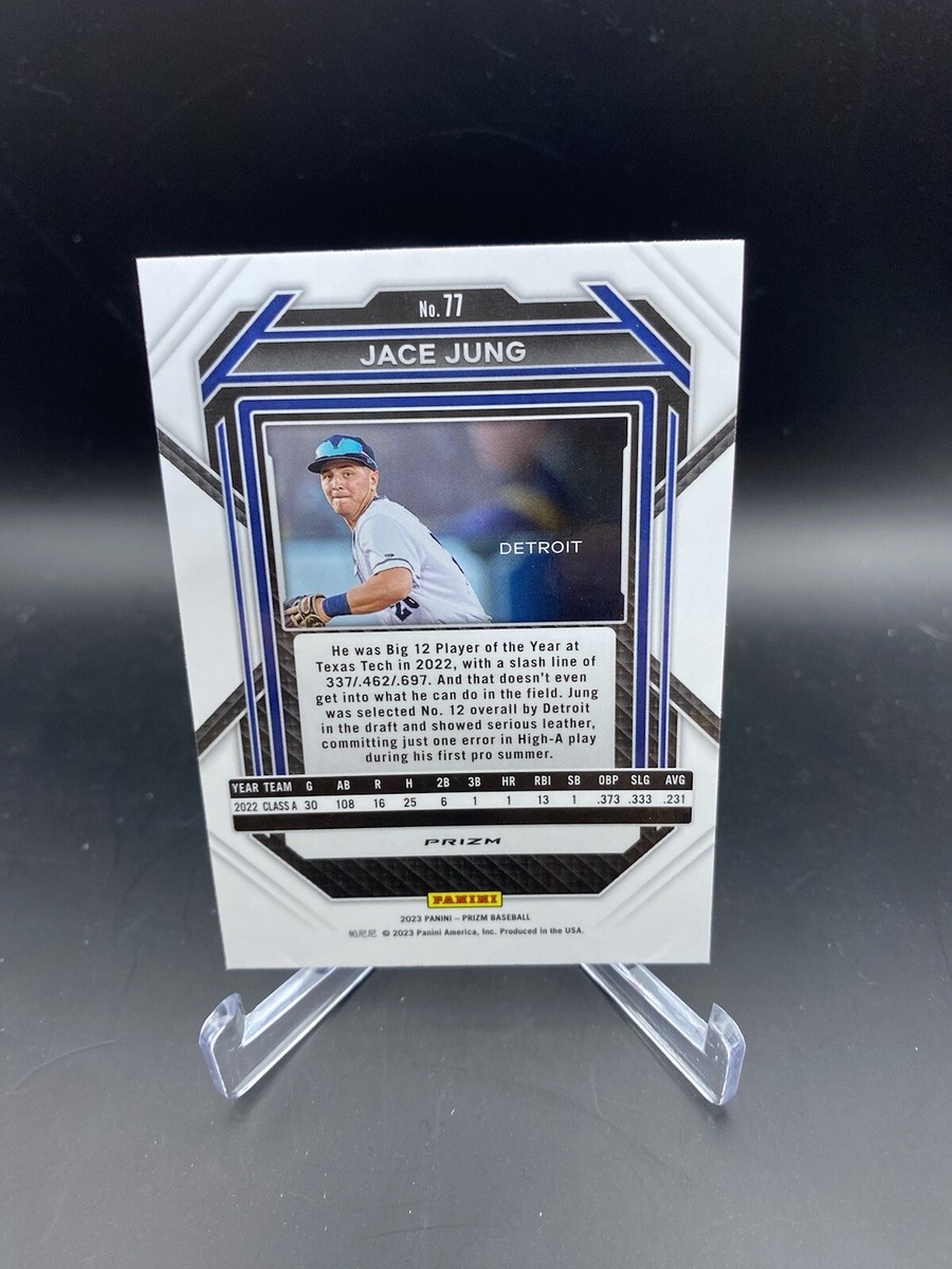 2023 Panini Prizm #77- JACE JUNG Red Cracked Ice Prizm RC Detroit