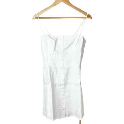 reformation huckleberry linen dress Reformation White Huckleberry Linen Mini Dress 12 NWT