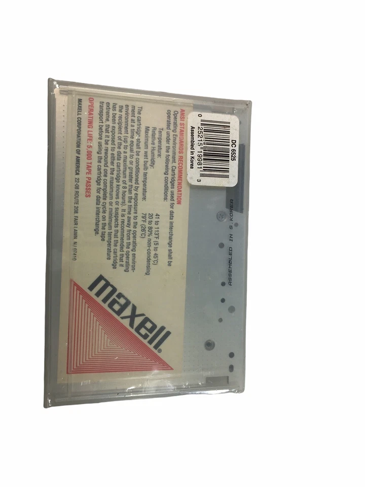 DC-6525 Maxell 1/4Inch Data Cartridge 1020 Feet 525 Megabytes NOS Sealed - Image 3 of 4