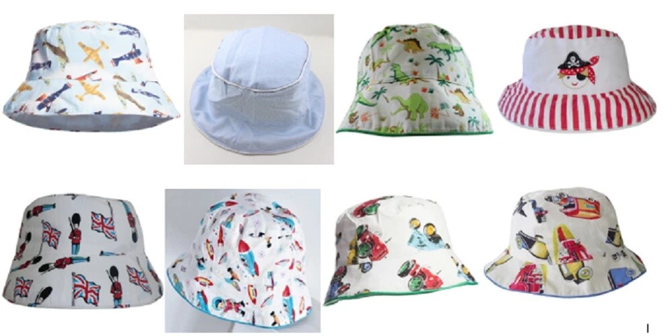 POWELLCRAFT EIGHT Lovely Designs Powell Craft BOYS Cotton Sun Hat Baby Toddler 1-3 years