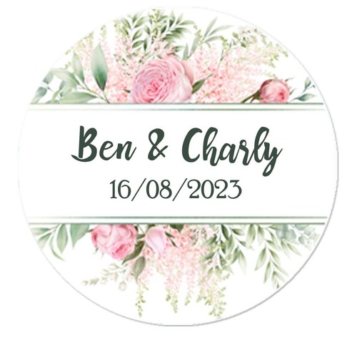 Personalised Wedding Stickers Name Stickers Chic Wedding Favour Labels Pink 35 - Picture 2 of 4