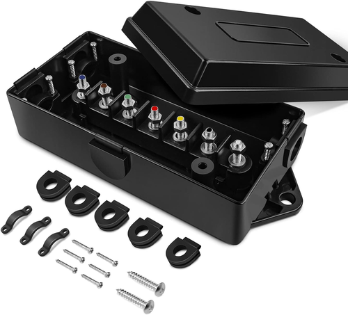 Trailer Wiring Junction Box, Trailer Junction Box, US 7 Way Trailer Wiring Junction Box Waterproof Wire Cord Junction Box