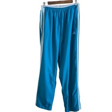 Vtg Y2K Adidas Track Pants XS/S Three Stripe Bright Blue White Ankle Zip 26x30"