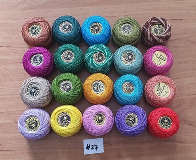20 Knäuel Perle Baumwolle Nr:12 Stickgarn in verschiedenen Farben #27