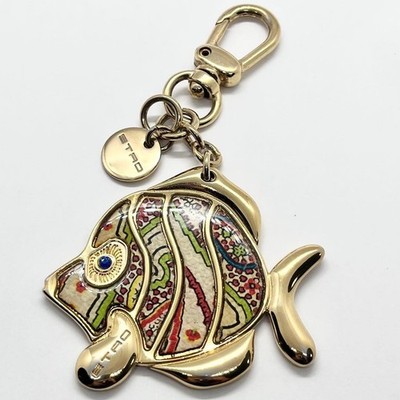 ETRO Fish Motif Keychain / Bag Charm Multicolor Gold Tone Used Unisex Japan