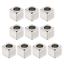 10Pcs Stainless Steels Number Beads Number 8 Cube Square Dice Beads