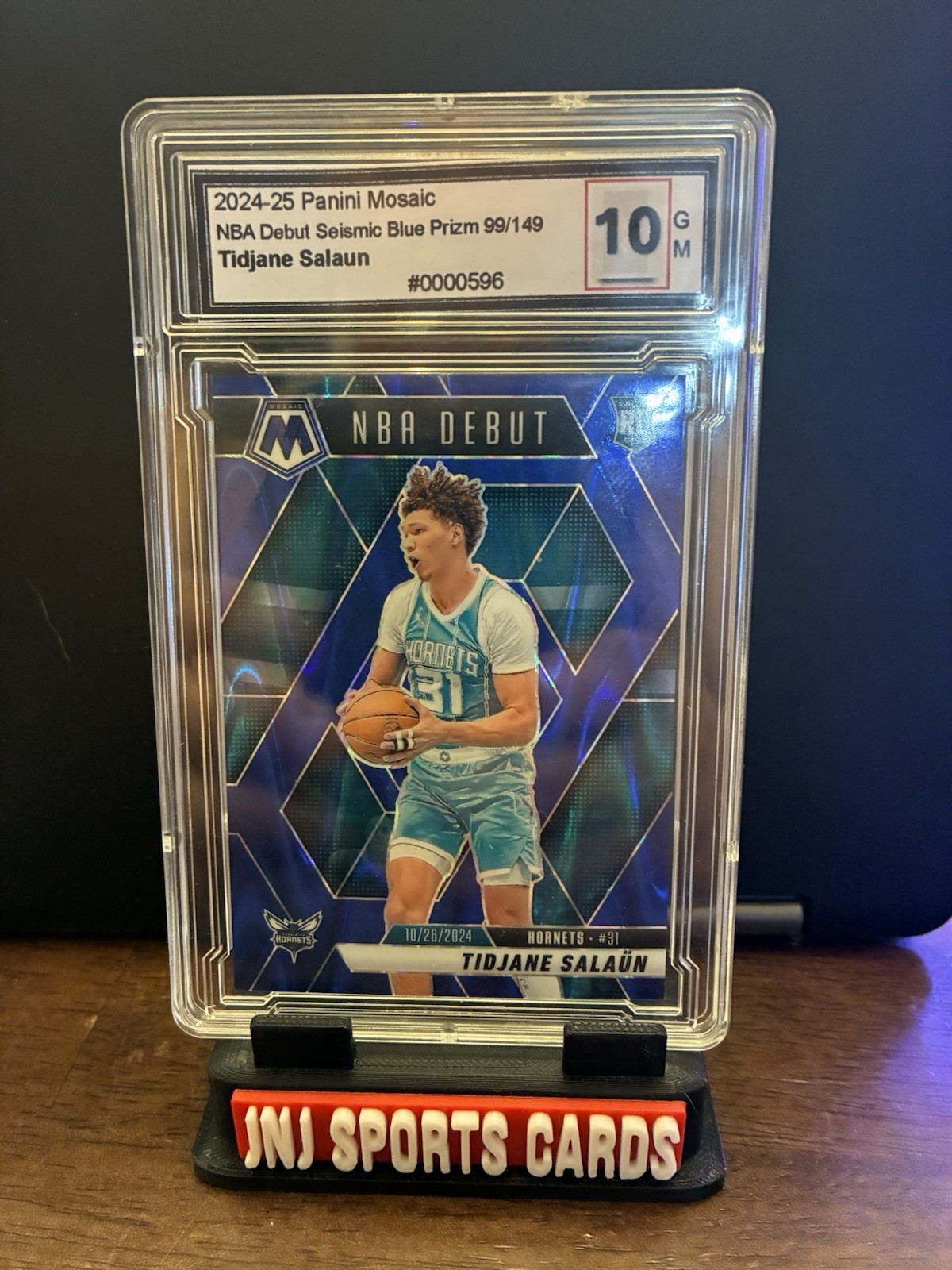 2024-25 Panini Mosaic NBA Debut Seismic Blue Prizm 99/149 Tidjane Salaun Rookie