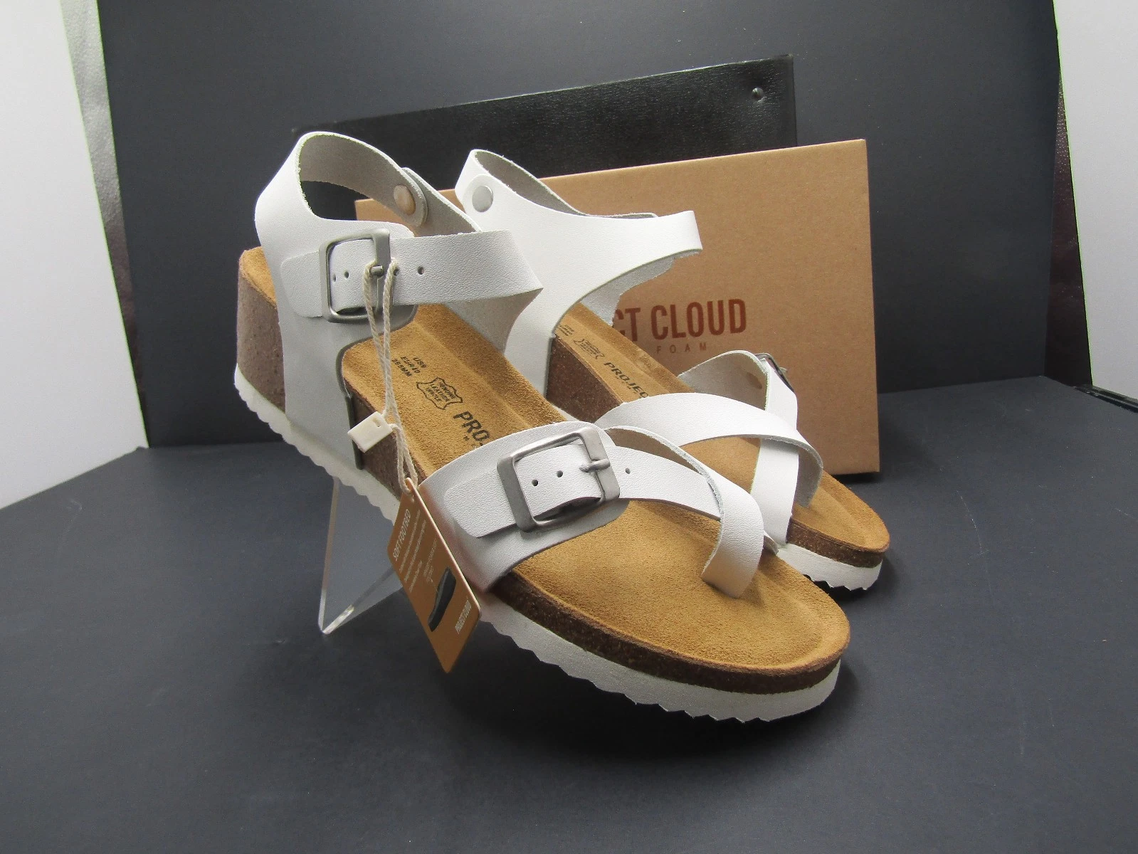 NEW Project Cloud Barretta White Leather Wedge Sandals Women Size 9
