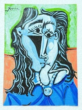 Pablo Picasso (Handmade) Drawing on antique paper Signed and Sealed size 32x23.5