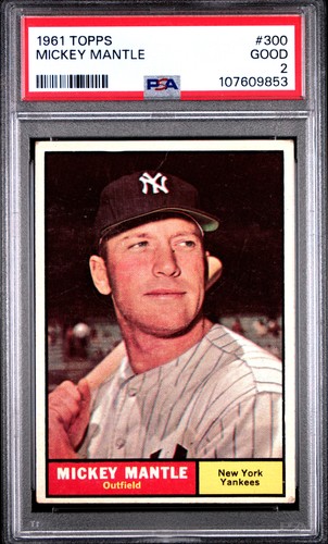 1961 TOPPS #300 MICKEY MANTLE PSA 2