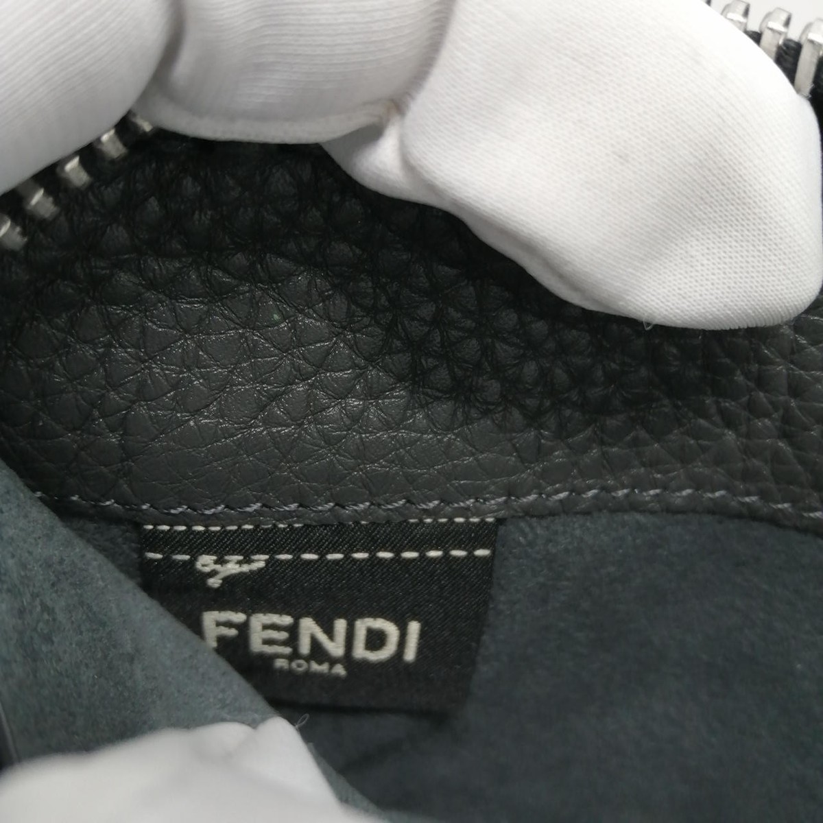 小物 FENDI ROMA FENDI Canvas Vitello King Logo Embroidered Large Peekaboo X