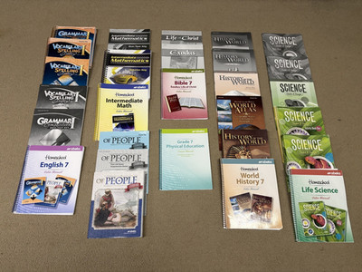 Abeka 7th Grade 7 Curriculum English, Science, History, Math,  28 Books