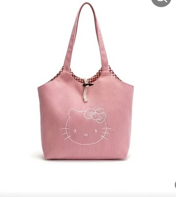 Hello Kitty Tote bag Purse Pink Corduroy Shopping Travel Beach