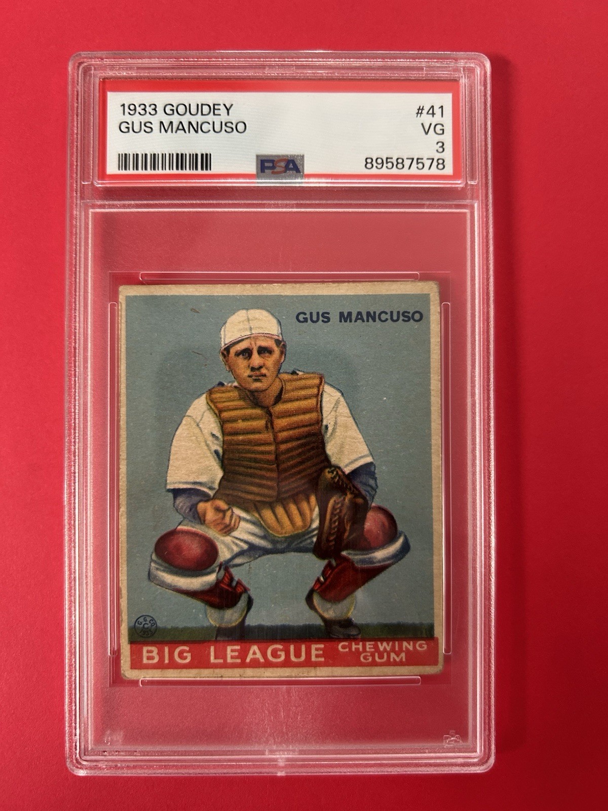 1933 Goudey Big League Chewing Gum #41 Gus Mancuso PSA 3 VG New York Giants🔥