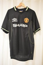 Vintage Umbro Manchester United Black Football Jersey Made in England Size L
