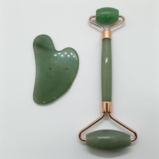 Natural Green Jade Roller  Gua Sha Set  Facial Massage Tools for Skin Glow