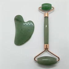 Natural Green Jade Roller & Gua Sha Set | Facial Massage Tools for Skin Glow