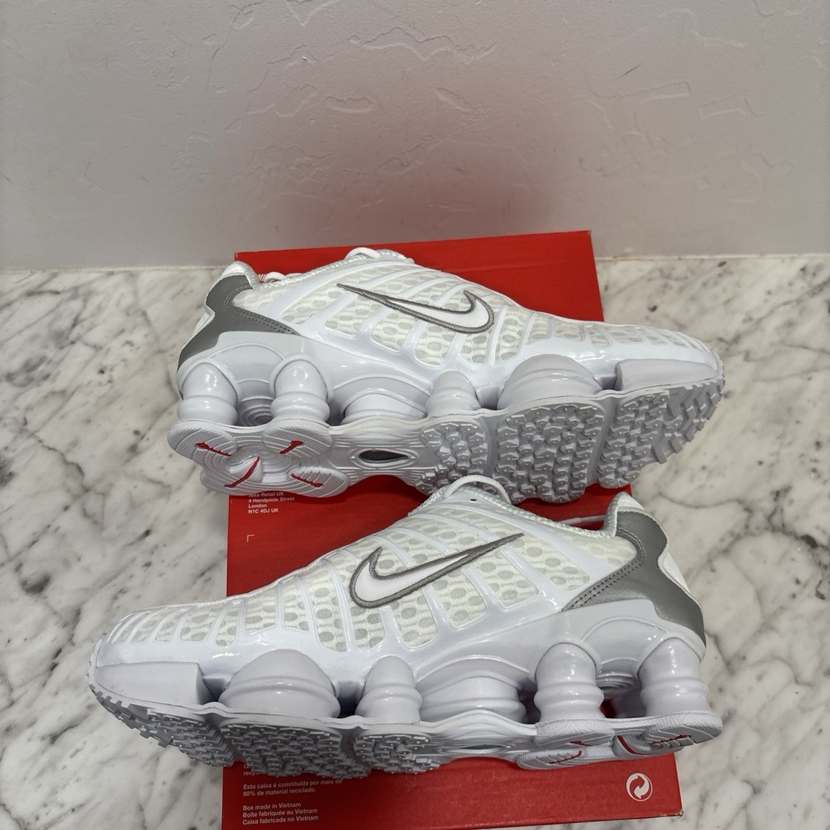 NIKE SHOX TL シルバー ホワイト スニーカー Nike Shox TL Retro White Metallic Silver AR3566-100 Womens 7.5