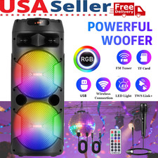Dual Bluetooth Speaker Loud Portable Party Sound System with Heavy Bass  Mic