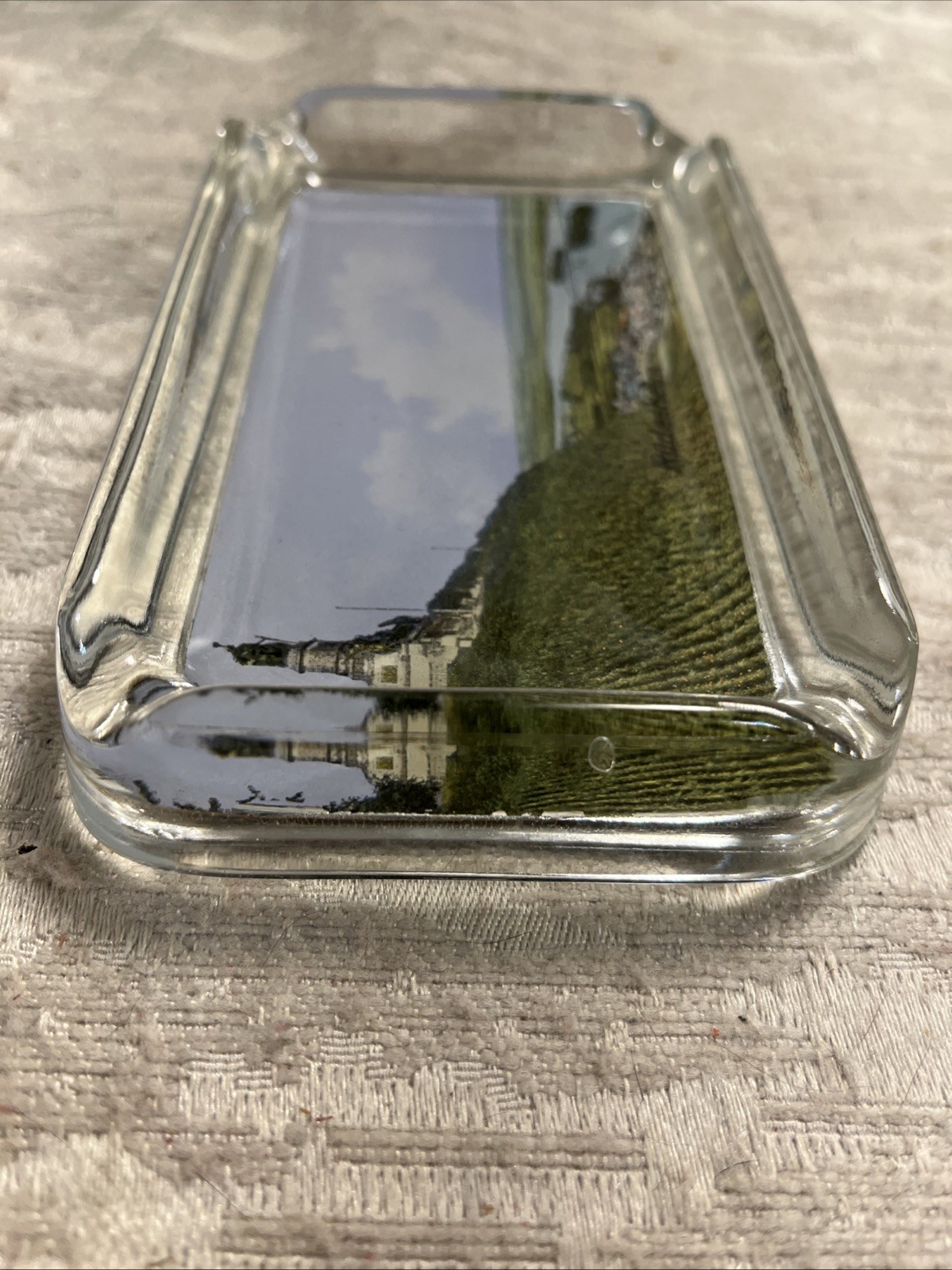 Vintage Radesheim Ashtray 5.5" x 3.5" Glass Rectangular 4 Slot Cigar -- 8046