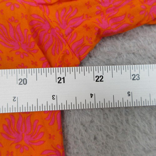 Zara Shirt Women Large Orange Pink Floral Boho Tunic V Neck Bell Sleeve Peasant - Picture 15 of 17