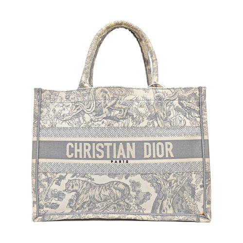 【Authentic】 DIOR Book Tote Grey Cloth Handbags (DDP)