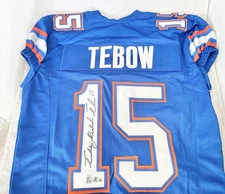 UF FLORIDA GATORS TIM TEBOW signed FULL NAME GAME CUT JERSEY HEISMAN BECKETT 15