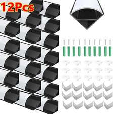 Image of 12×1M LED Aluminium Channel Profile 3.3ft Extrusion Diffuser Strip Lights Cover