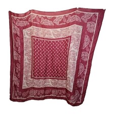 Western Boho Gauzy Bandana Blanket Wrap Scarf Maroon Red Pailsey 48" Square Nwt