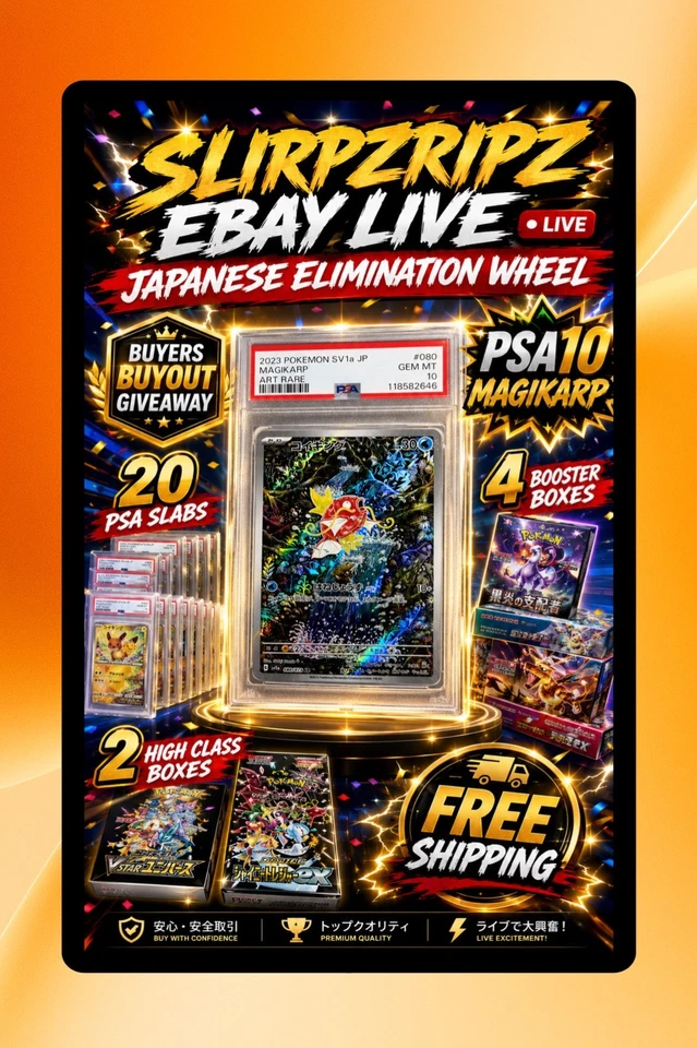 JAPANESE SLAB CHASE WHEEL! PSA10 Magikarp elimination giveaway!