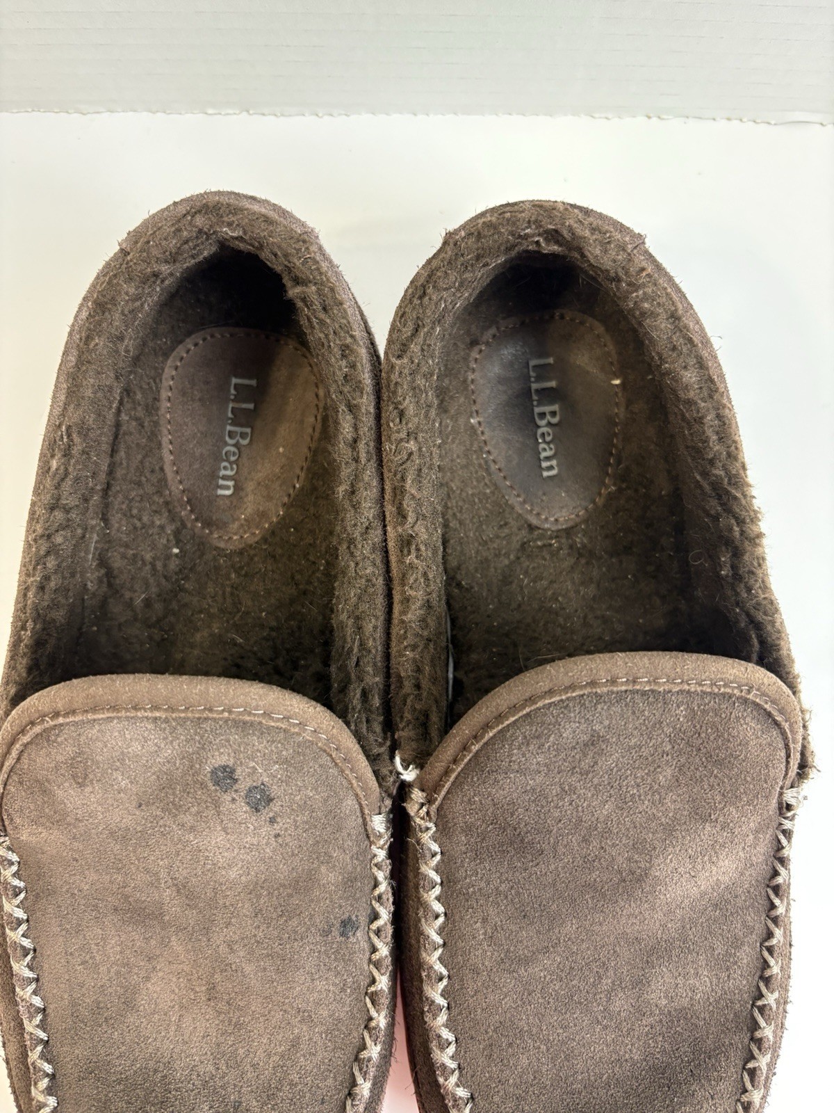 SAOLA L.L. Pantofole uomo Bean taglia 7 marroni scamosciate foderate in pile suola in gomma antiscivolo