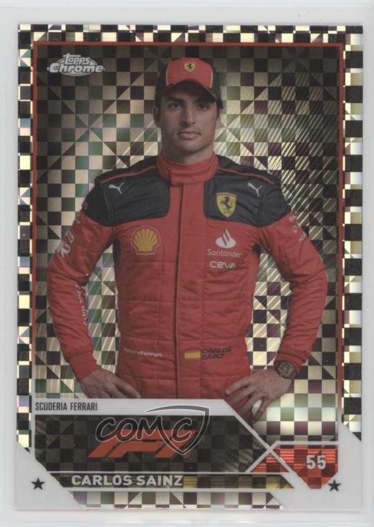 2023 Chrome Formula 1 F1 Drivers Checker Flag X-Fractor Carlos Sainz Jr #17 10vb