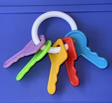 Vintage Nursery Needs Klickum Keys Baby Hand Rattle - Five Colors & Shapes