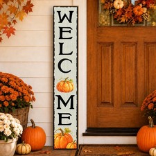 Fall Porch Sign 47 x 7.8 inch Wooden Pumpkin Welcome Sign Season Decor