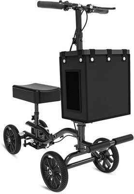 FVZZIN Foldable Knee Scooter Steerable Dual Brake Black