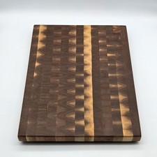 Handmade Walnut End Grain Cutting Board 16x12x1.25 inch Rectangle Dark Brown