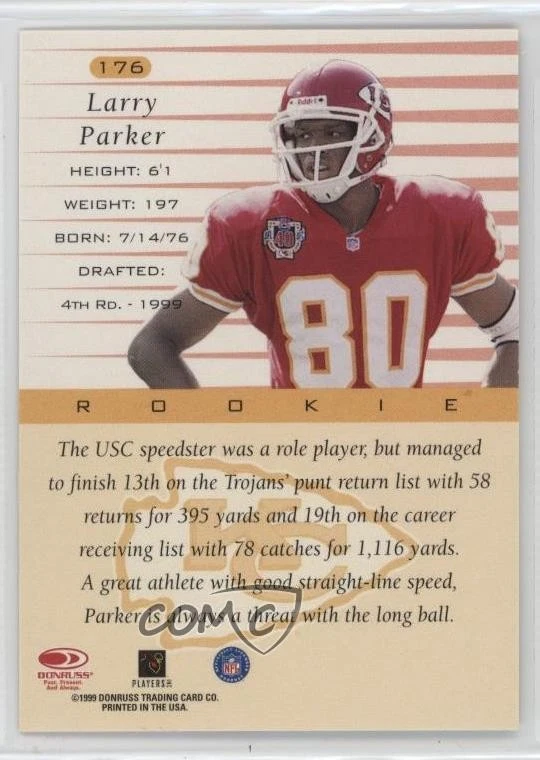 1999 Donruss Rookie Larry Parker #176 Rookie RC - Image 2 of 2