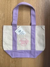 Trader Joe’s Mini Canvas Tote Bag | LIGHT PURPLE COLOR | New with tags